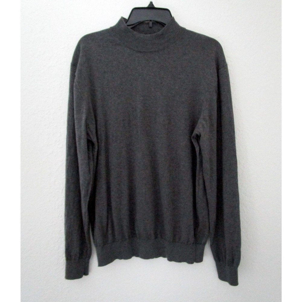Murano Men's XL Luxurious Italian Yarn 100% Merino Wool Gray Sweater Lightweight